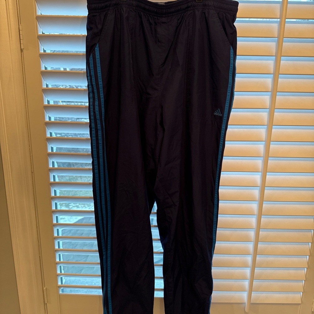 Adidas Navy Track Pants with Teal Accents